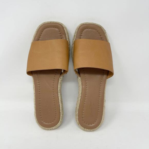Universal Thread Maren Slide Sandal Womens 6 Tan Square Toe Espadrille - Picture 6 of 8